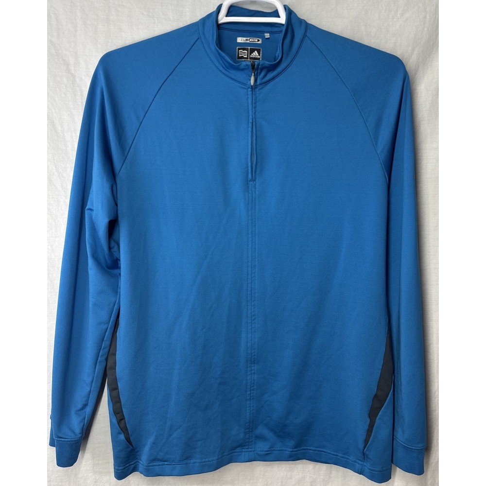 Men's ADIDAS ClimaWarm 1/4 Zip Pullover L AQUA BLUE & Black w/Adidas & Golf Logo